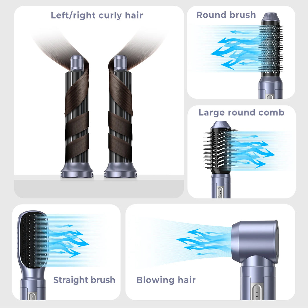 6-in-1 Detachable Hair Dryer Brush & Styling Tool – High-Speed Ionic Blow Dryer & Curle