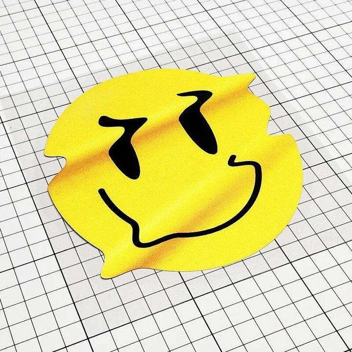 Reflective Twisted Smiley Waterproof Decals for Vehicles and Gadgets