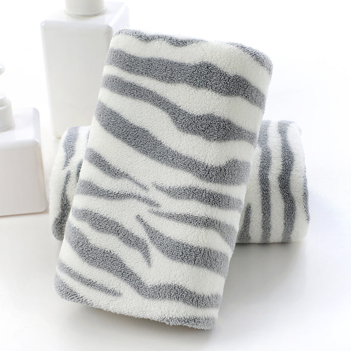 Quick-Dry Zebra Stripe Microfiber Bath and Face Towel