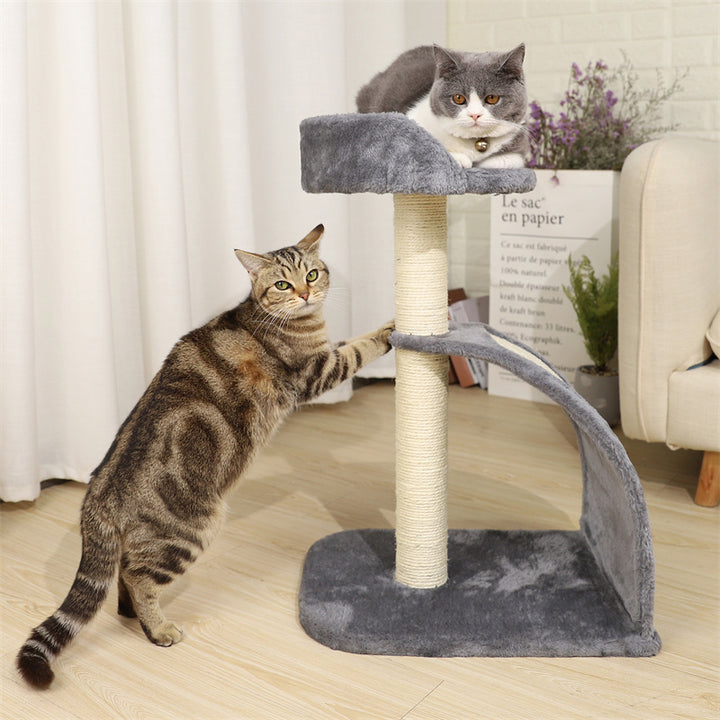 Compact 26-Inch Cat Scratching Post with Plush Perch and Curved Scratching Board