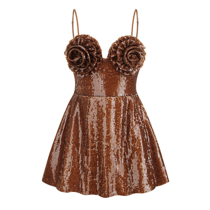 Women's Three-dimensional Flower Sequin Dress