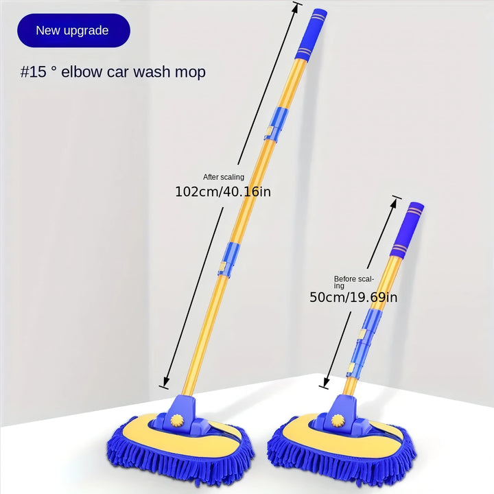 Adjustable Telescoping Car Wash Mop with Super Absorbent Chenille Brush Head