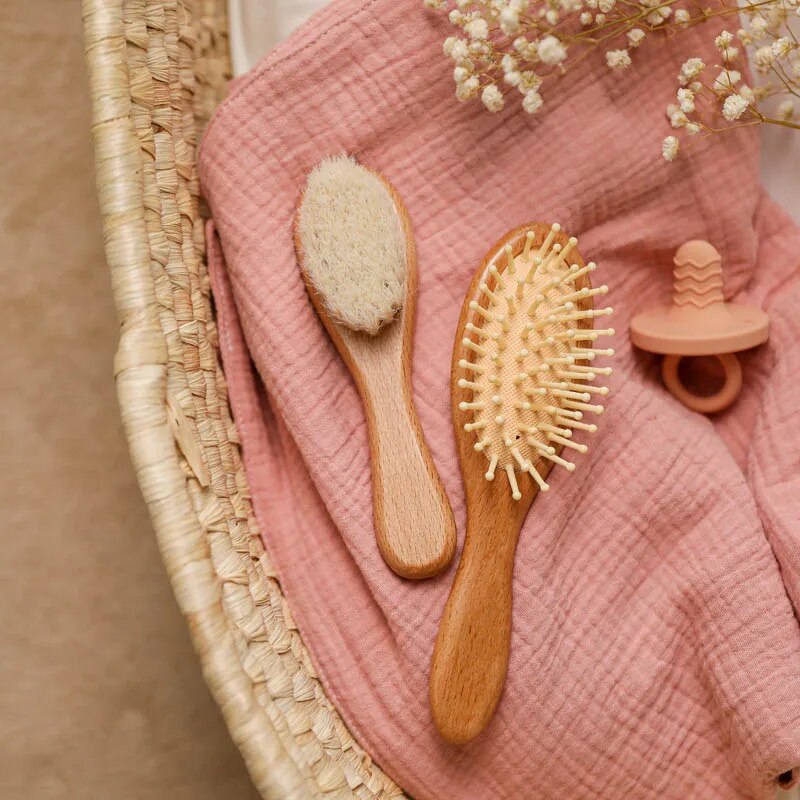 Beech Wood Baby Hair Brush and Massager