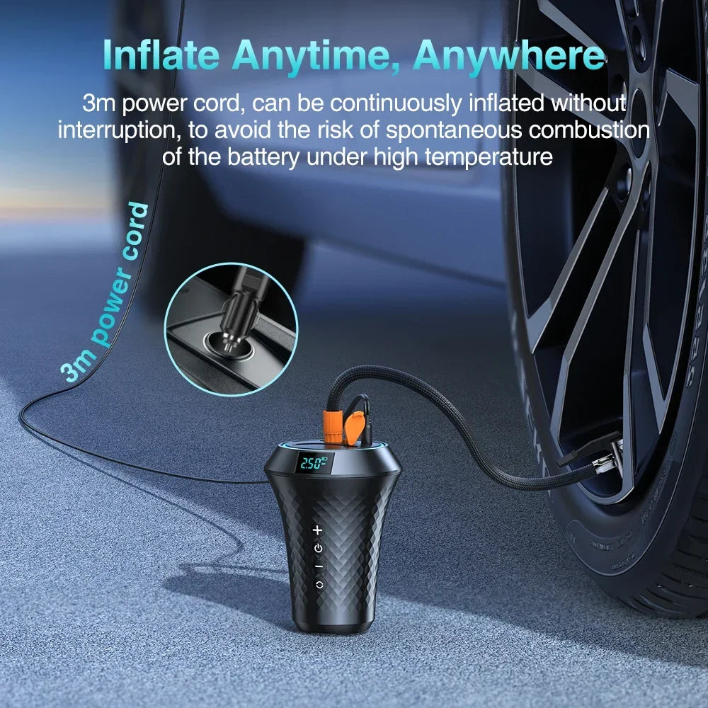 Two-in-One Car Tire Inflator and Charger with Digital Display