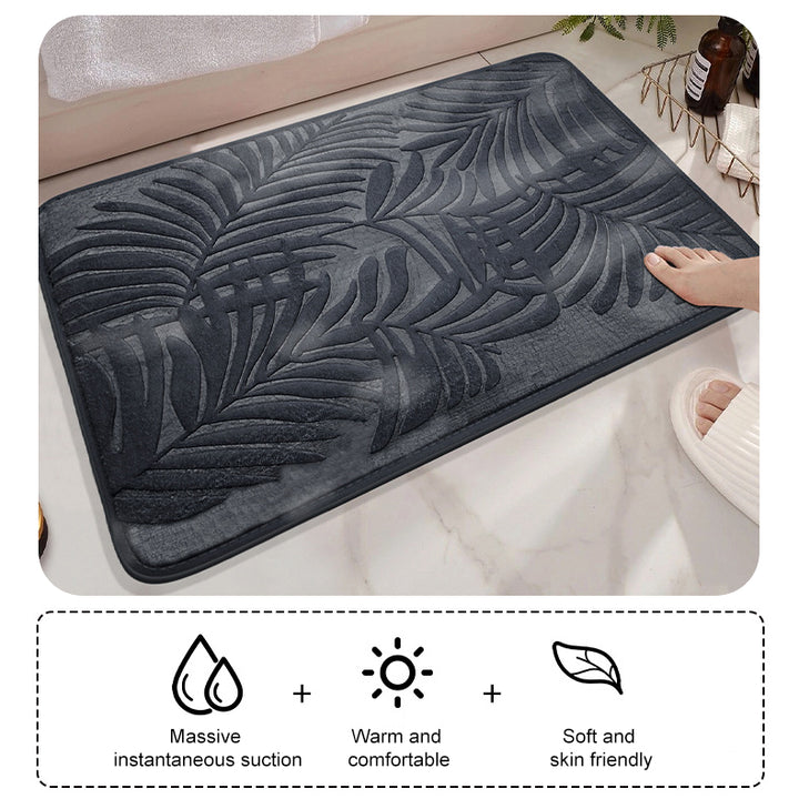 Leaf Pattern Memory Foam Bath Mat