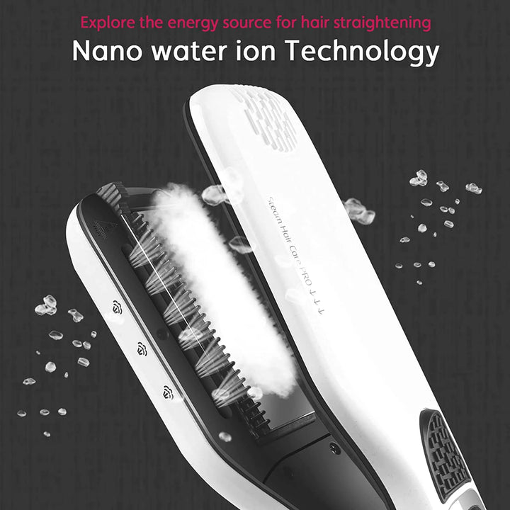 Professional Steam Hair Straightener Brush with Ceramic Tourmaline Plates