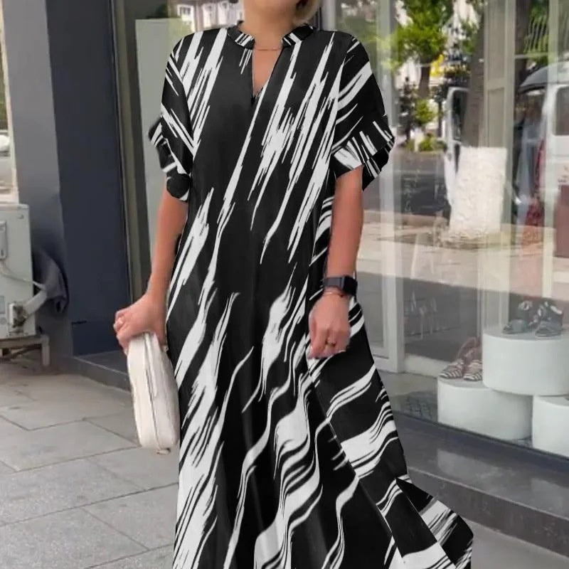 Summer New Women's Loose Casual Slit Long Shirt Dress