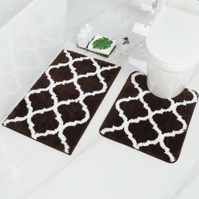 Ultra Soft Shaggy Bath Mat Set – 2 Piece Non-Slip Absorbent Rugs