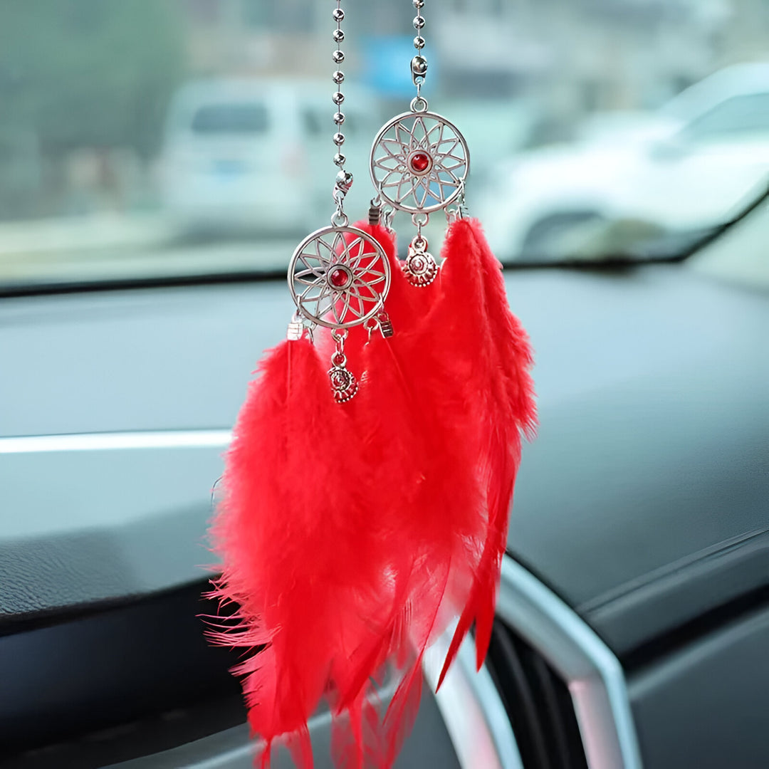 Dream Catcher Car Ornament with Feather