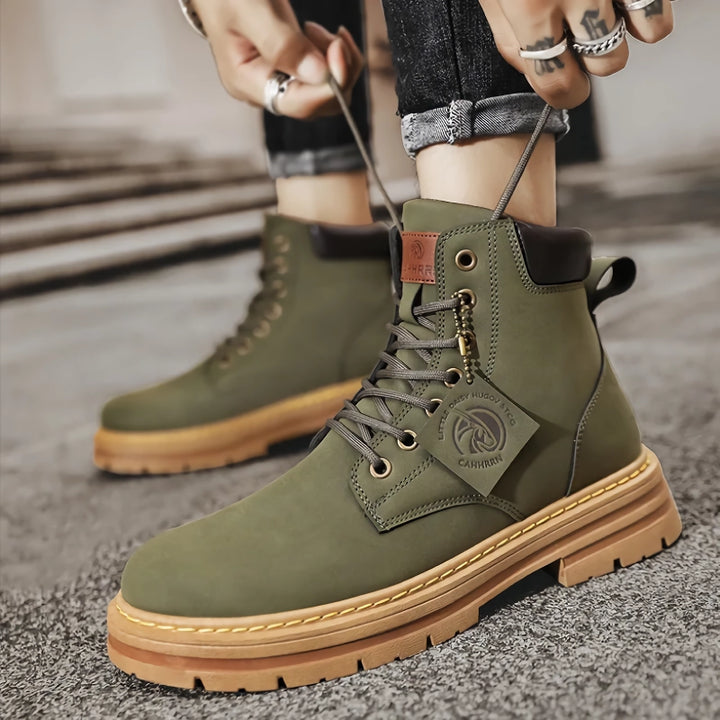 High Top Leather Motorcycle Ankle Boots