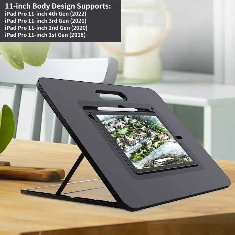 Adjustable iPad Sketchboard Stand with Built-in Pencil Holder & Charging Port