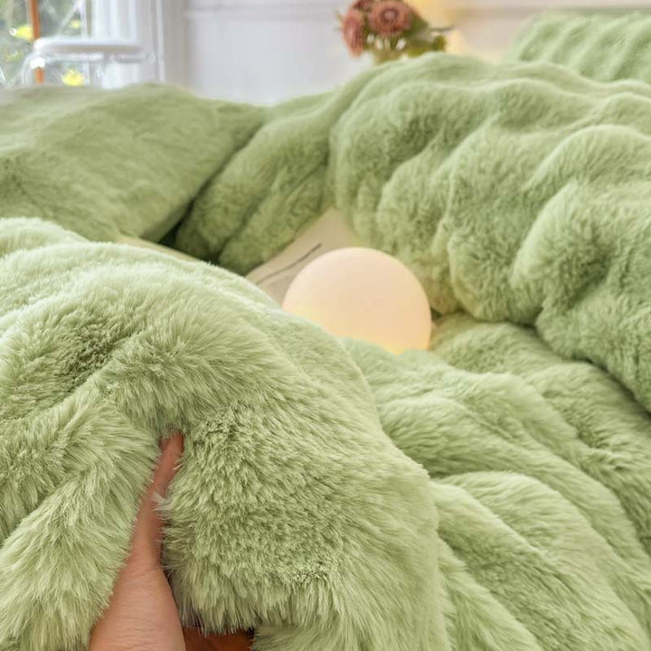 Plush Four-piece Set Milk Fiber Thickened Thermal Coral Fleece