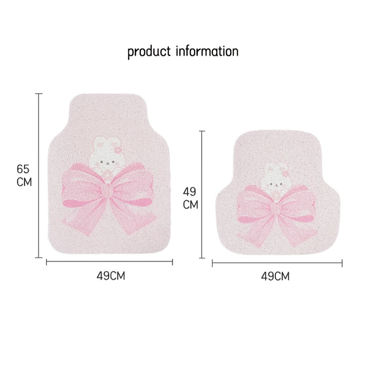 Cute Bow Cartoon Car Floor Mats - Anti-Dirty & Anti-Slip Silk Ring Design