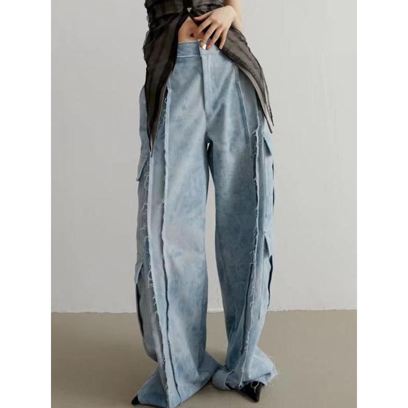 High Waist Tie Dye Straight Denim Pants