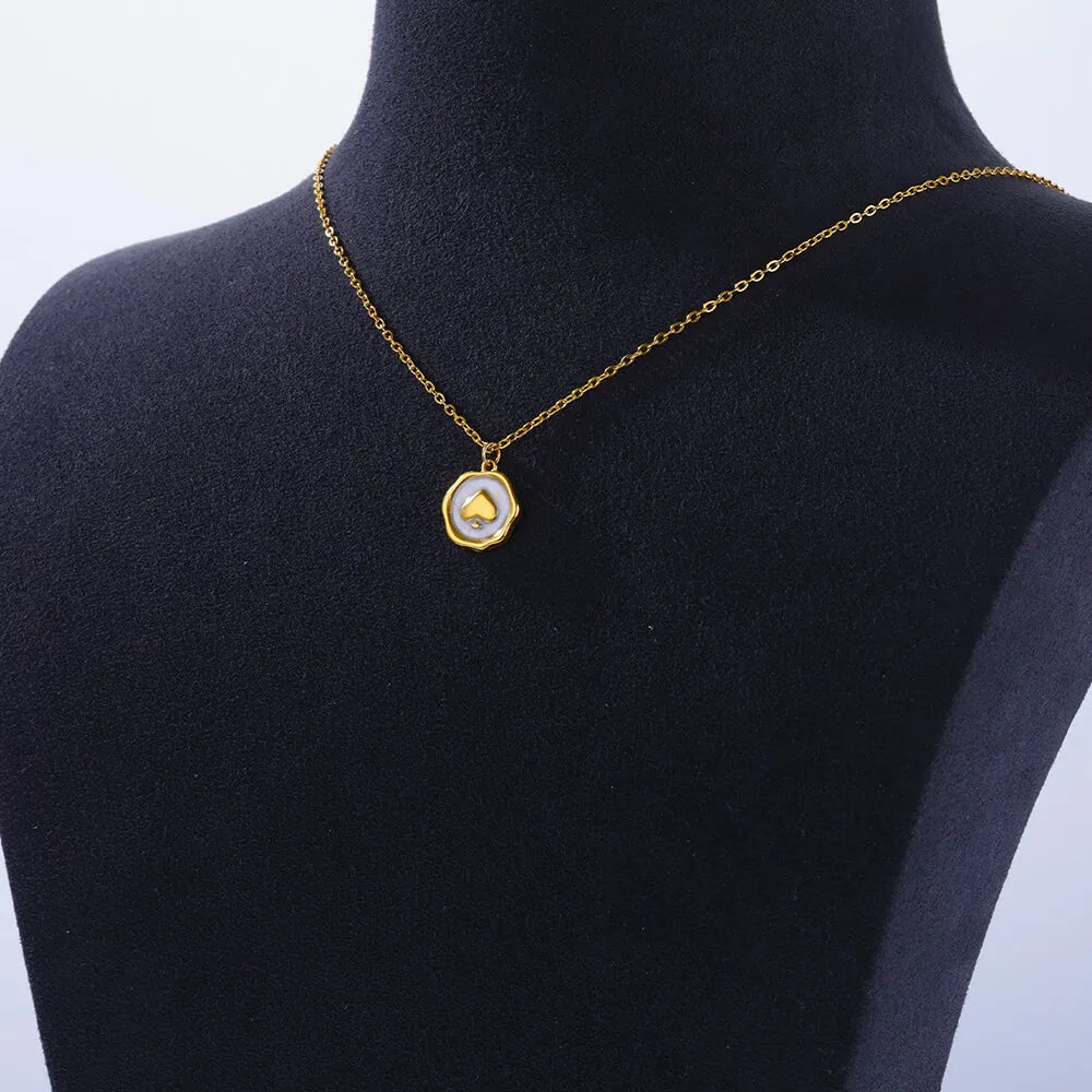 Ace of Spades Gold Heart Pendant Necklace