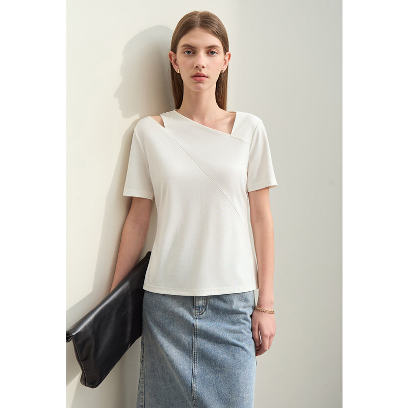 Summer Asymmetric V-Neck Casual Tee