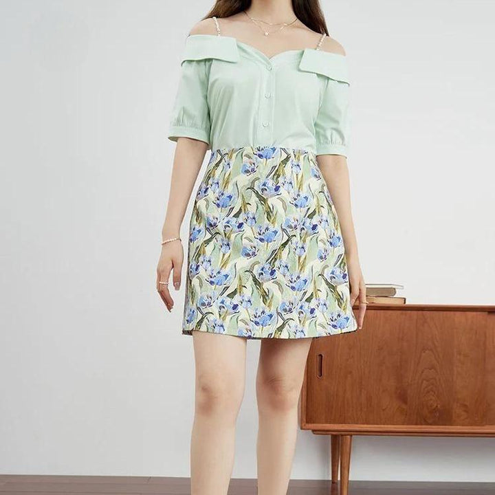 Floral High Waist A-Line Mini Skirt for Women