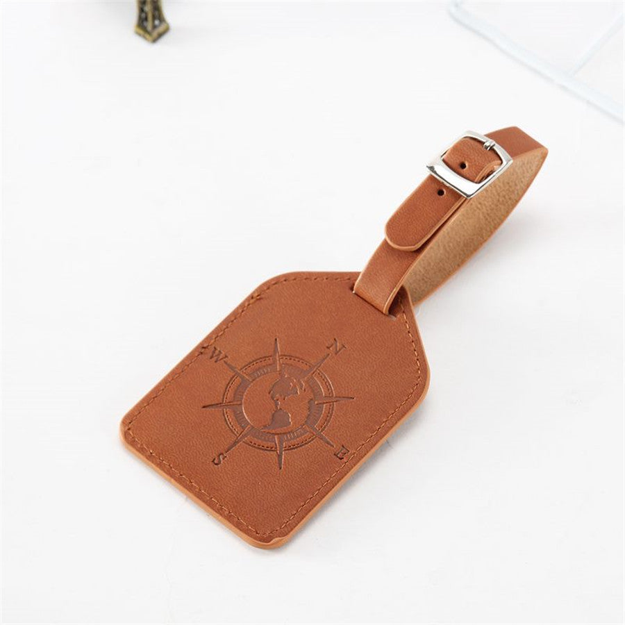 Compass Leather Luggage Tag