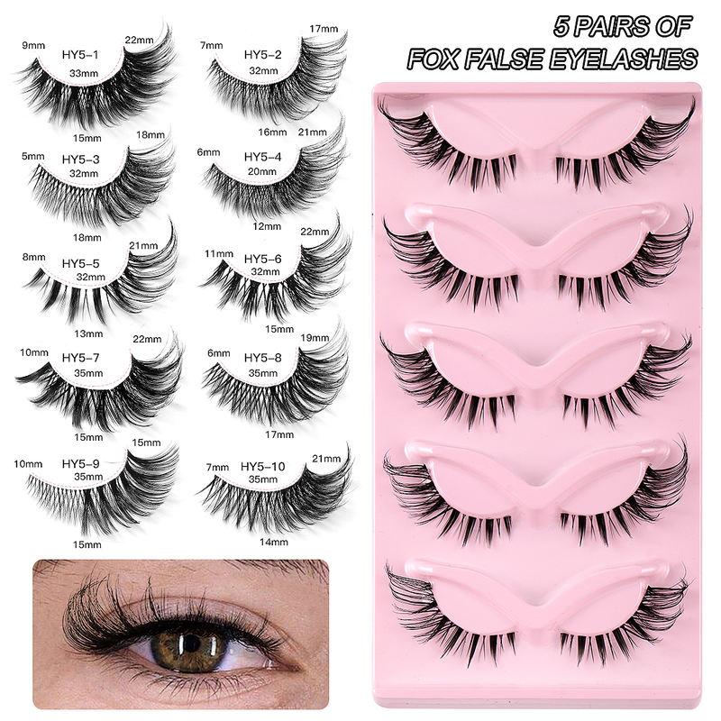 5 Pair 3D Cat Eye Fox Eye Lashes