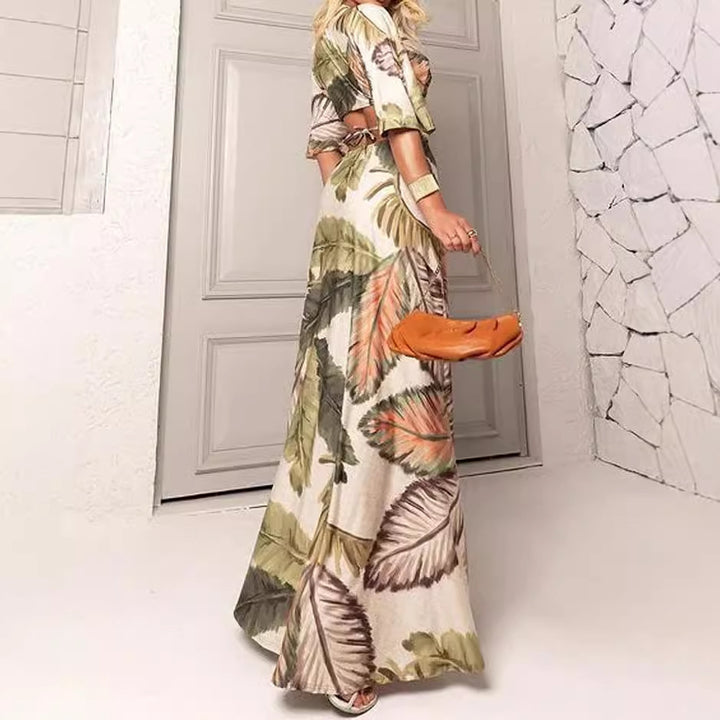 European And American Leisure V-neck Tube Top Printing Dress