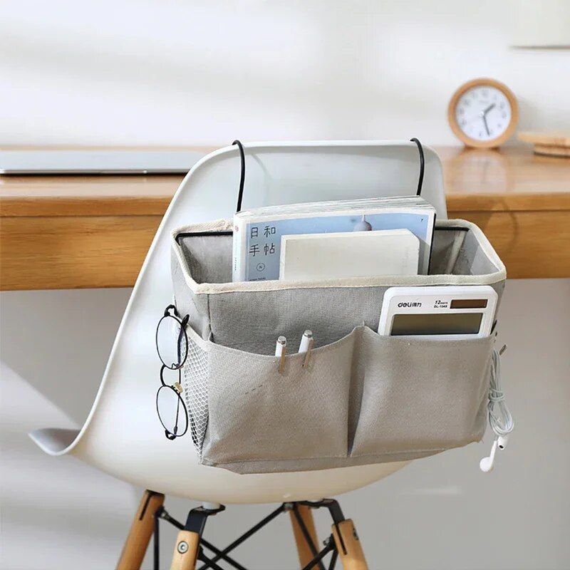 Multi-Purpose Bedside Storage Organizer: Canvas Hanging Pocket for Bedroom Essentials