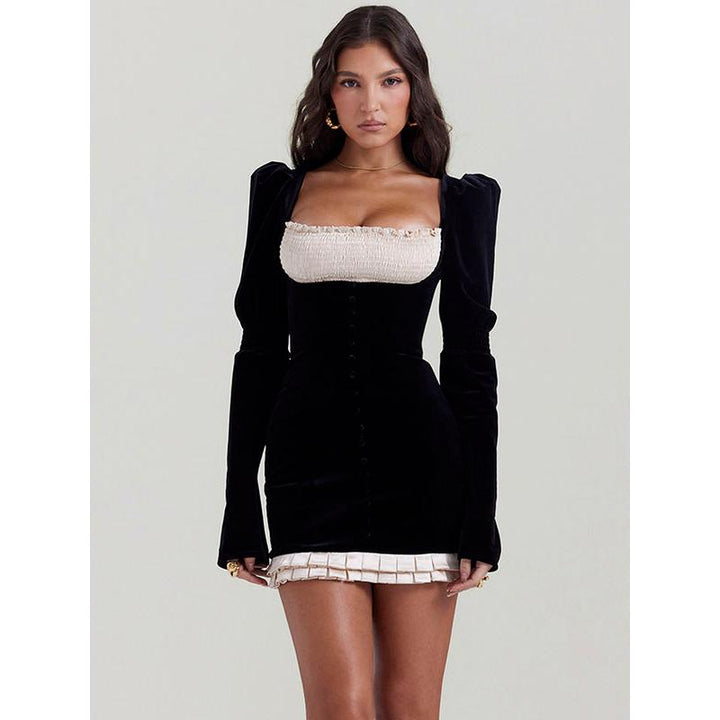 Elegant Long Sleeve Backless Mini Dress