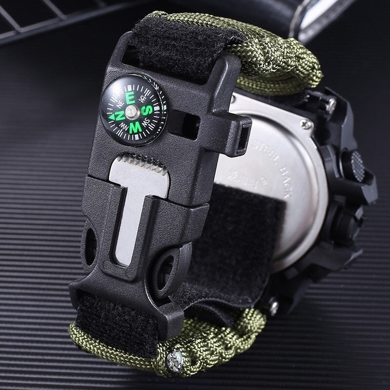 Outdoor Men's Mercenary Compass Multifunctional Waterproof Parachute Cord Chain Ring Survival Wild Special Survival Tactical Watch