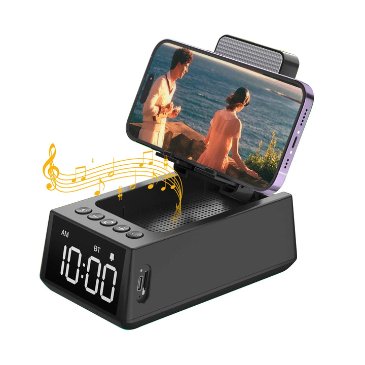 Foldable Bluetooth Speaker Stand with Alarm Clock