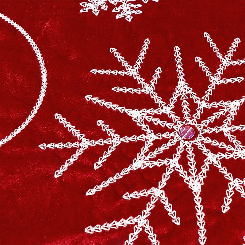 Christmas Red Velvet Cloth Snowflake Tree Skirt