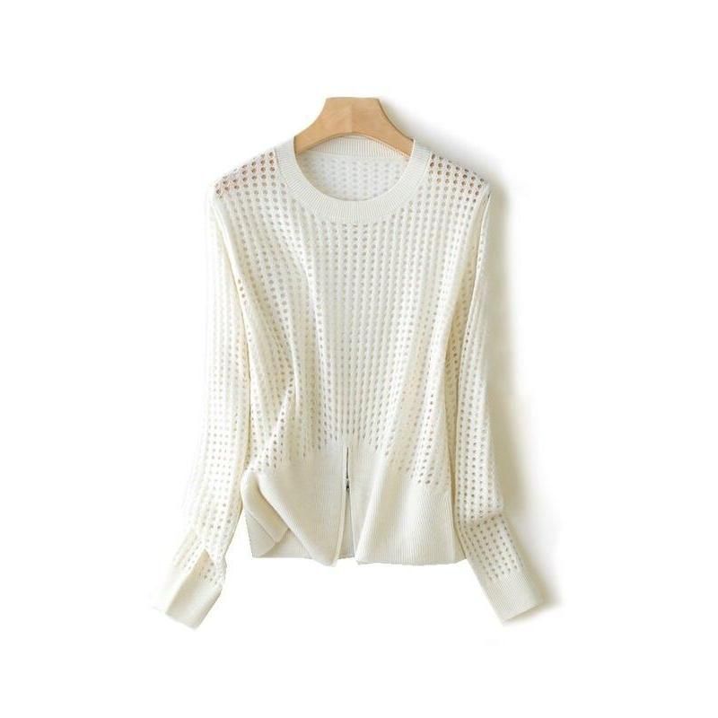 Chic Hollow Out Silk Blend Sweater