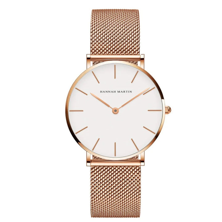 36mm Rose Gold Minimalist Women's Quartz Watch with Waterproof Design