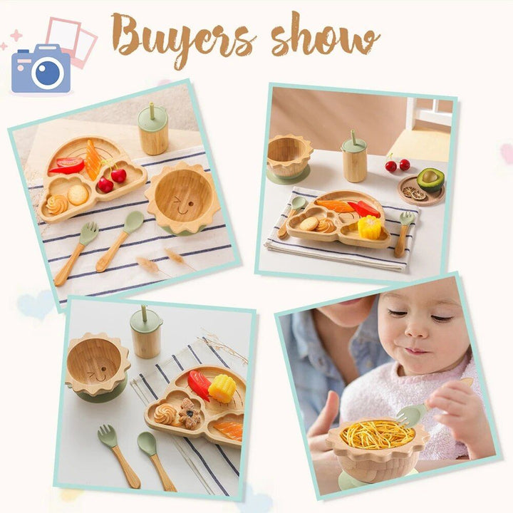 Eco-Friendly Bamboo Baby Feeding Set with Non-Slip Silicone Suction Cups