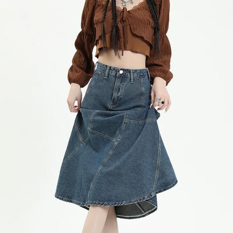 Elegant High-Waist A-line Trumpet Skirt for Women