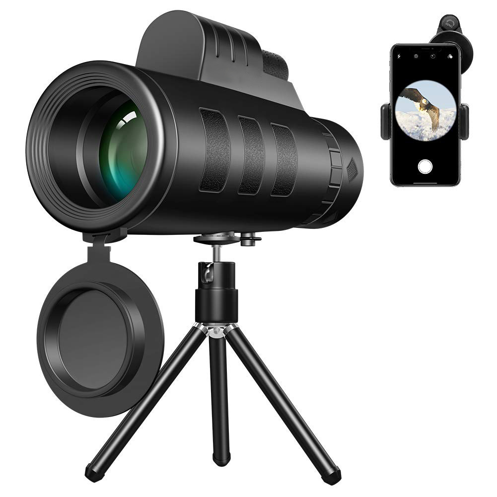 JINJULI 40X60 HD Mobile Telescope with Compass Portable Handheld Night Vision Low Light Binoculars