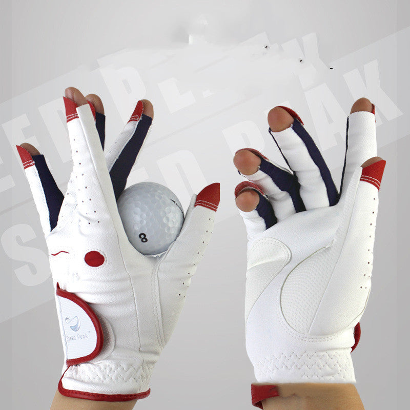 PU Fabric Breathable And Convenient Sun Protection Hands Golf Fingerless Gloves