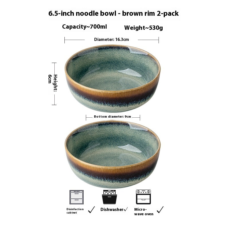 Tableware 65-inch Noodle Bowl Retro Ceramic Bowl