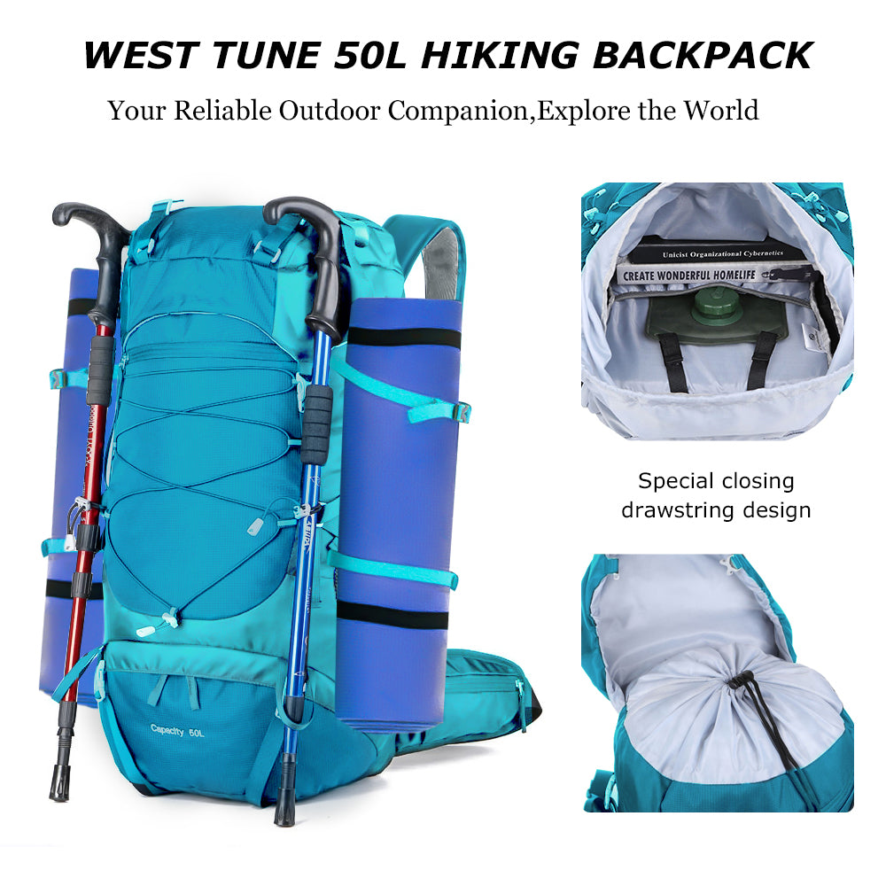 50L Multifunctional Outdoor Hiking Backpack with Rain Cover - Ideal for Trekking and Camping