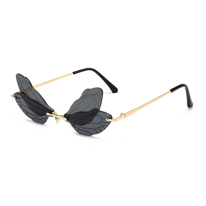 Rimless Dragonfly Wing Sunglasses with UV400 Protection