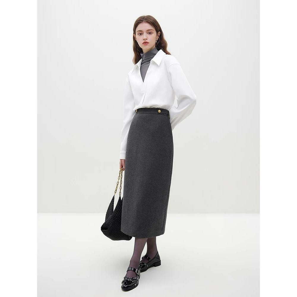 Korean Style Woolen Coat + Skirt Set for Stylish Women