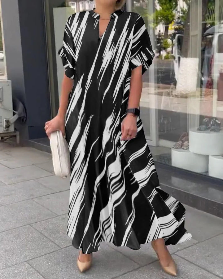 Summer New Women's Loose Casual Slit Long Shirt Dress