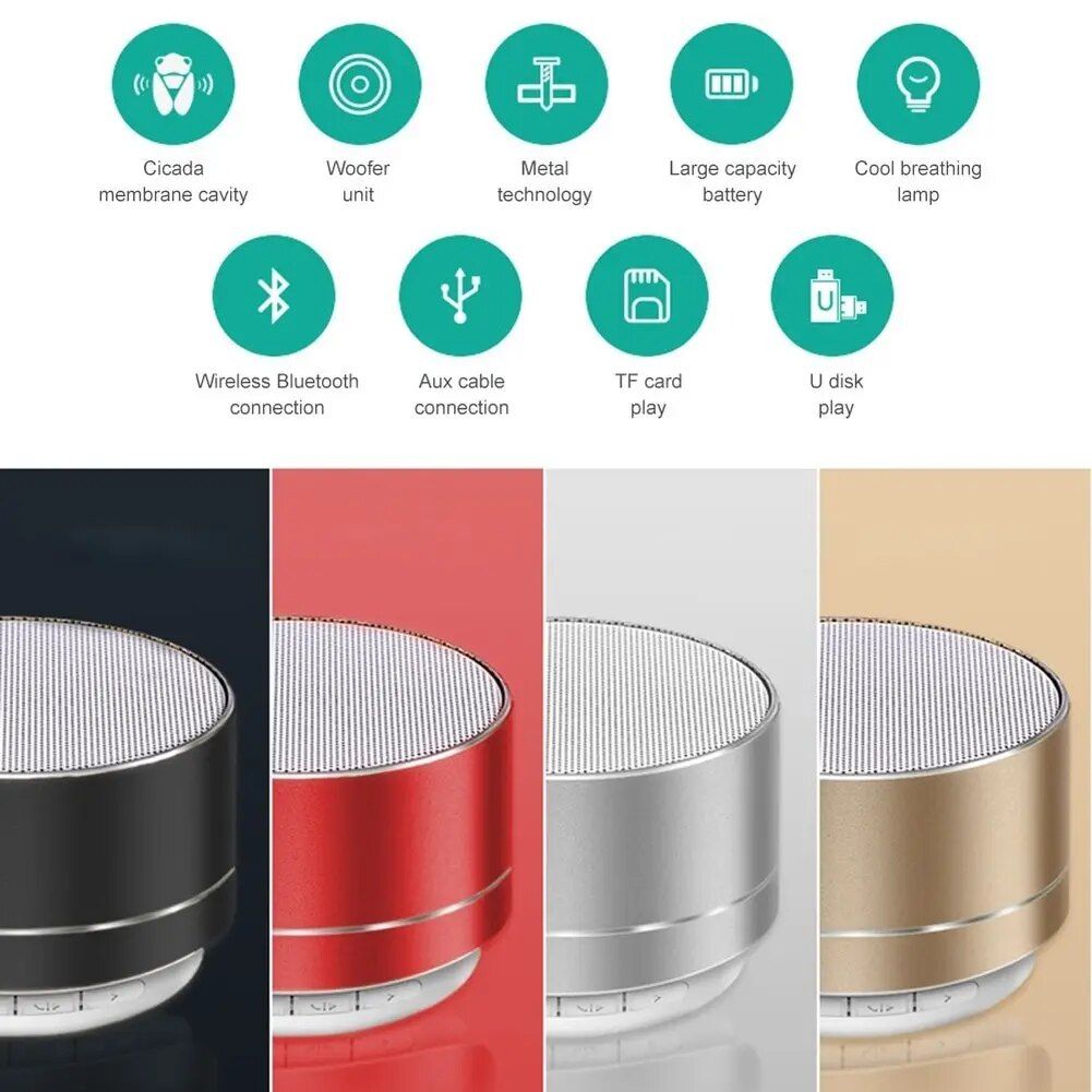 Compact Wireless Bluetooth Speaker with Subwoofer Sound & USB Power