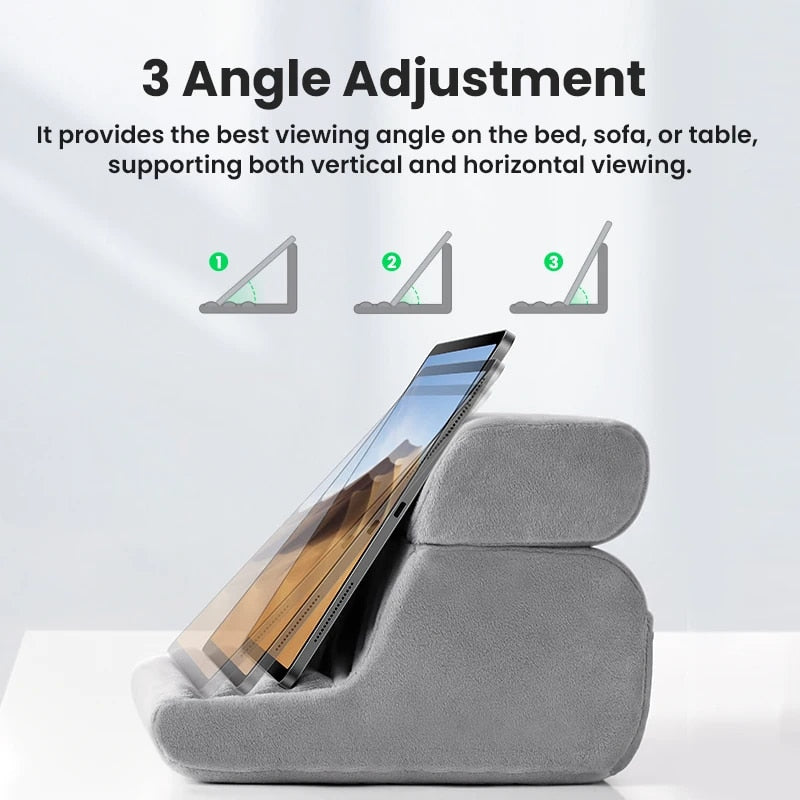 Adjustable Tablet & Phone Pillow Stand - Foldable & Portable Design for All Devices