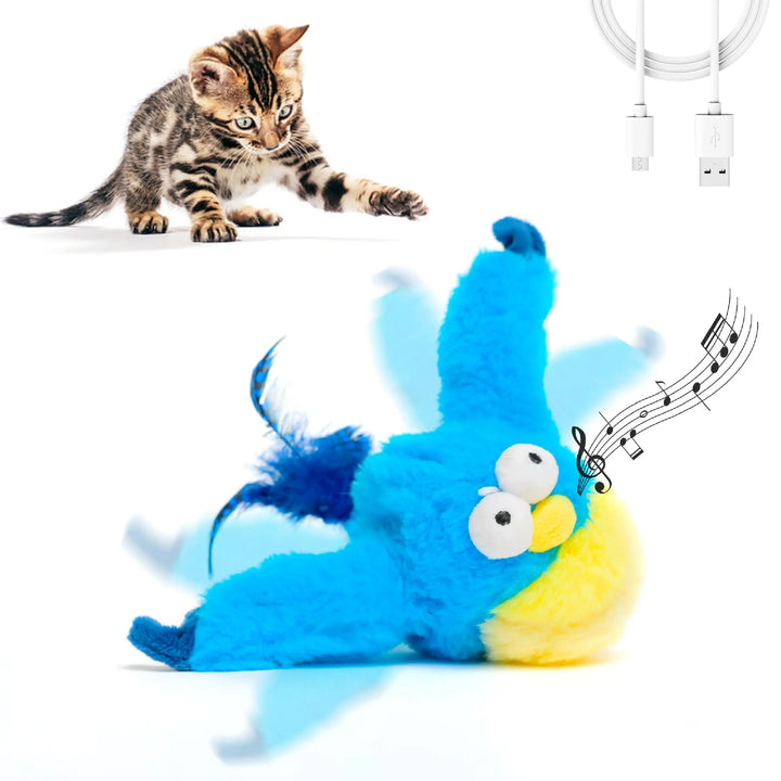 Flapping Bird Cat Toy with Chirping Sounds and Catnip