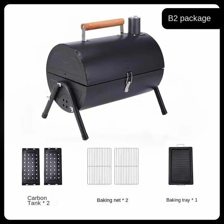 Portable Dual Cooking Area Charcoal Grill – Smoke-Free, Easy Carry BBQ for Outdoor Adventures