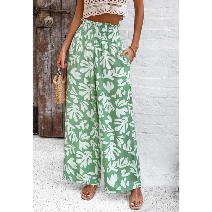 Elegant Wide-Leg Printed Trousers for Women