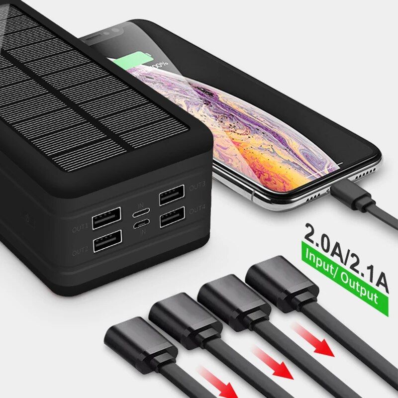 100000mAh Magnetic Wireless Solar Power Bank with Super Fast Charging & 4 USB Ports