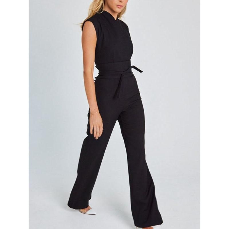 Elegant V-Neck Sleeveless Wide-Leg Jumpsuit