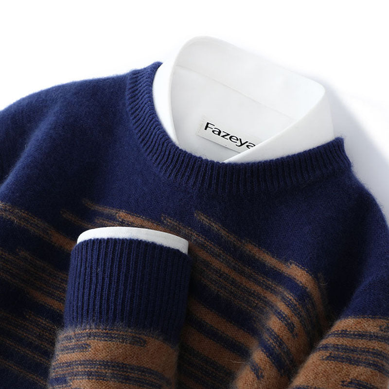 Cashmere Sweater Men's Pure Wool Loose Round Neck Sweater