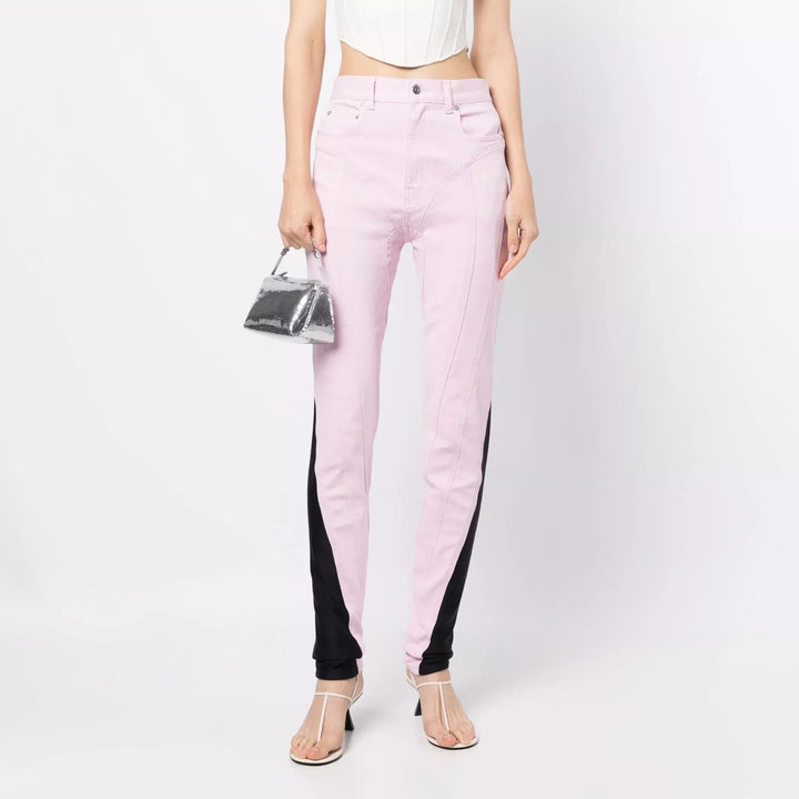 Chic Spliced Colorblock Denim Pencil Jeans