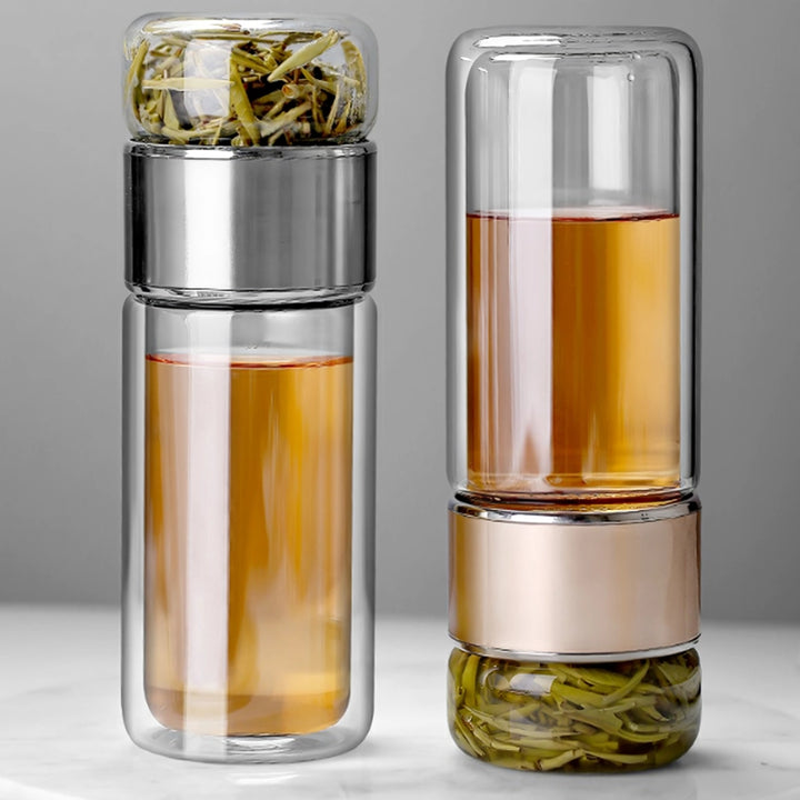 High Borosilicate Glass Tea Infuser Water Bottle